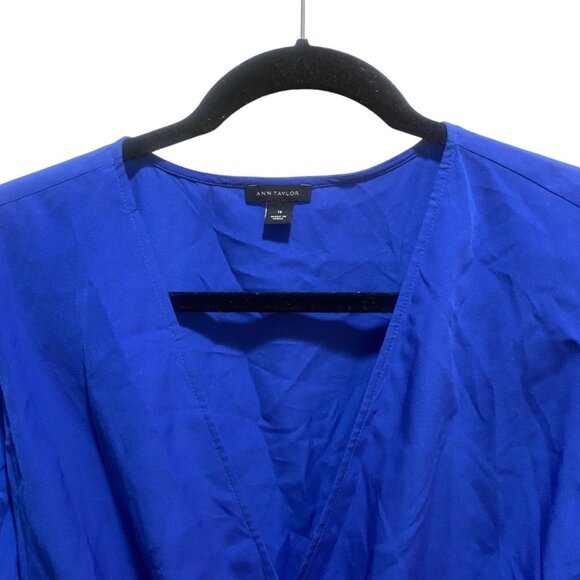 EUC Ann Taylor Wrap Top - Cobalt Blue Tie Waist - Size 14 - Picture 4 of 10